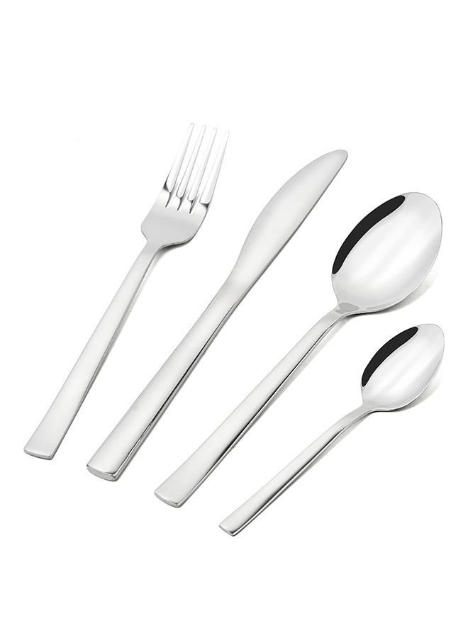 أولييرو طقم أدوات طعام متين وأنيق مكوّن من 24 قطعة لراحة استخدام ومائدة أنيقة – فضي - Image 4